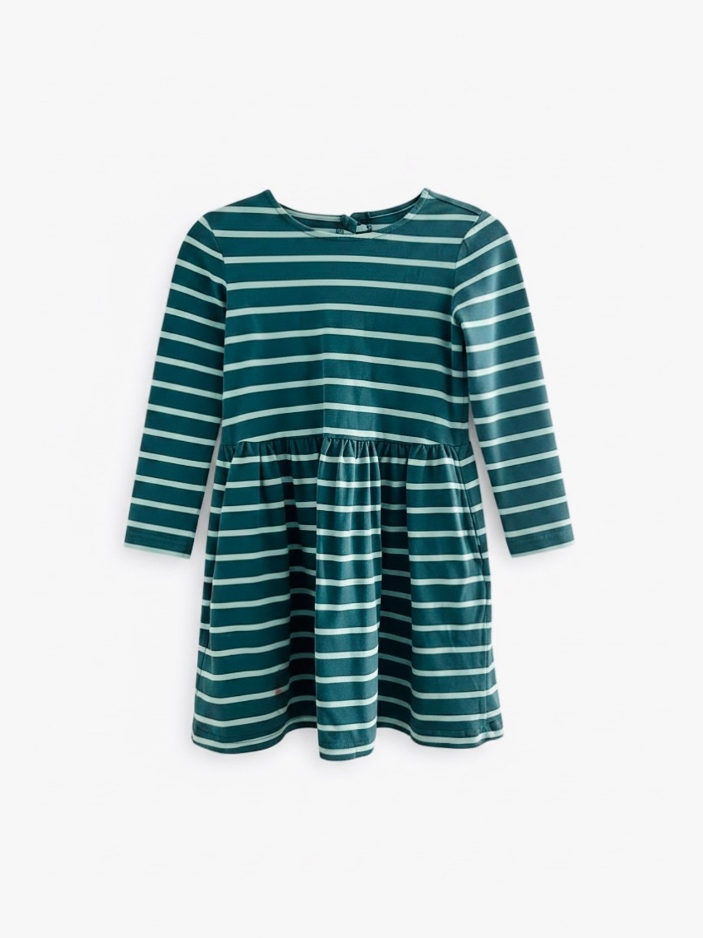 Primary Girls Cotton Jersey Stripe Dress Teal